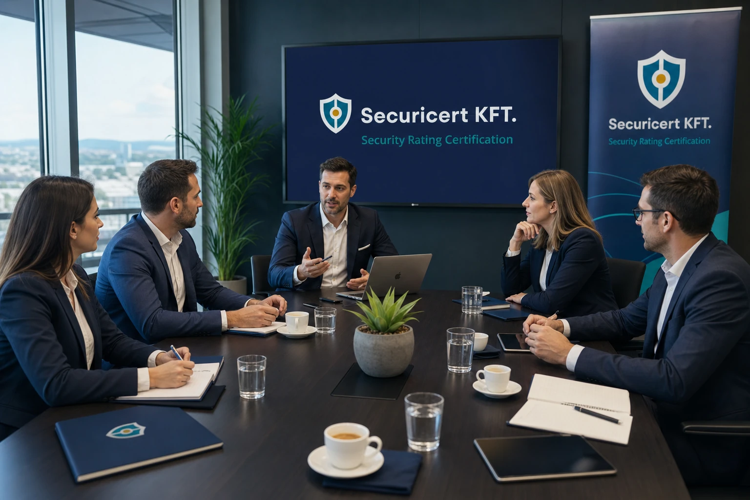 Securicert auditor minősítési értekezleten — Securicert feliratú mappa és prezentáció